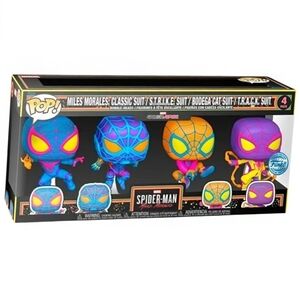 NEW Funko Pop Spiderman Special Edition Black Light 4-Pack Bobbleheads